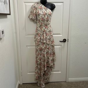 NASTY GAL FLORAL ONE SHOULDER DRESS SIZE 10